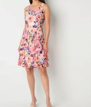 Perceptions Fit And Flare Dress. Wedding Guest. Floral. Fit And Flare